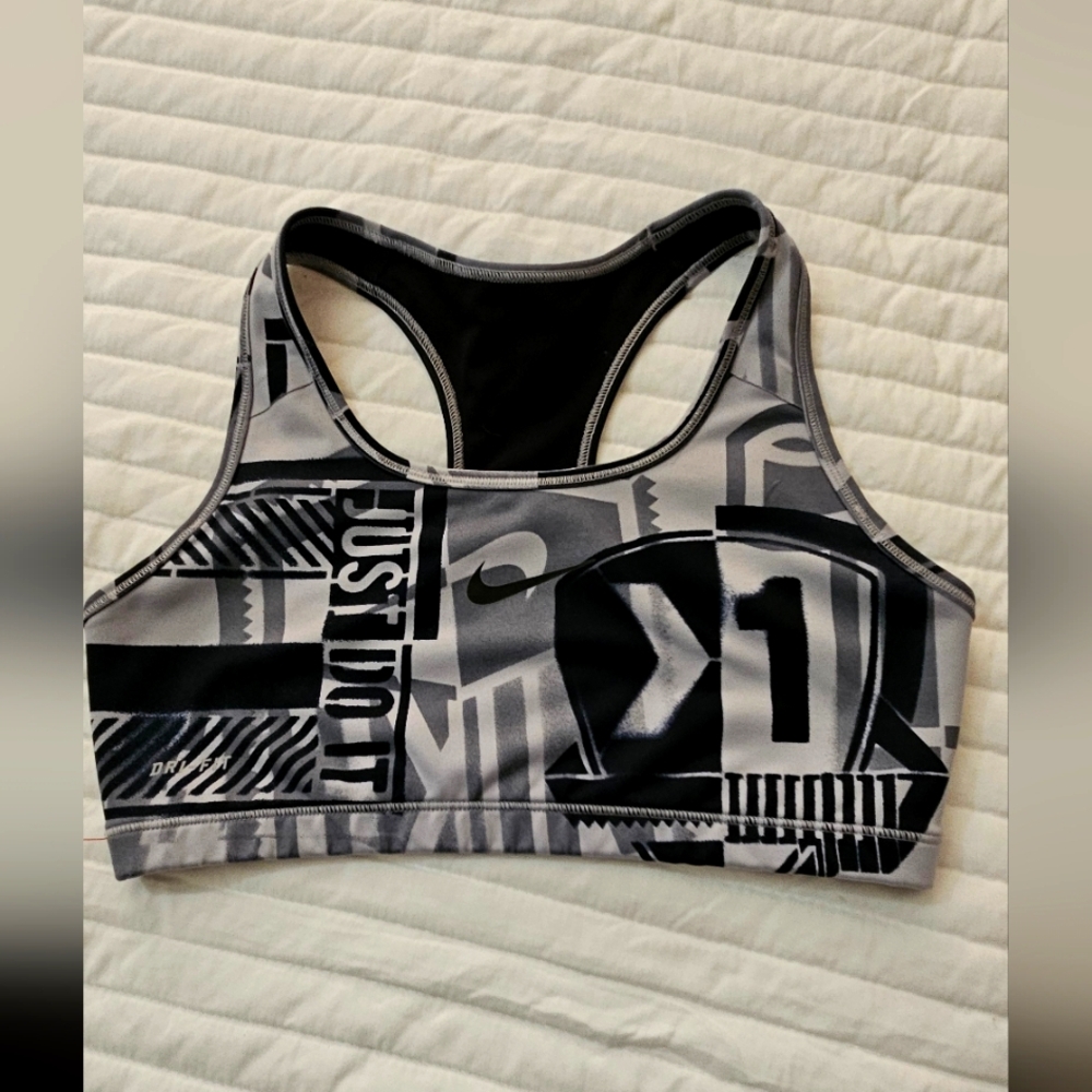 Nike Black and Gray Performance Sports Bra